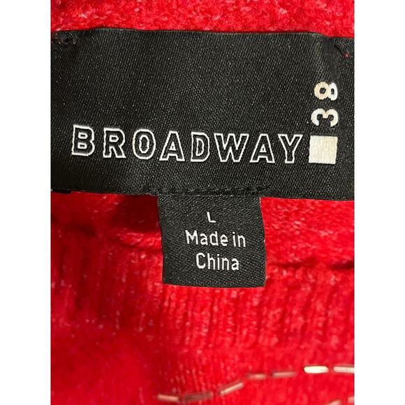 Broadway 38 Vintage Red Rhinestone Embellished Puff Sleeve Sweater Size Large - Picture 7 of 9